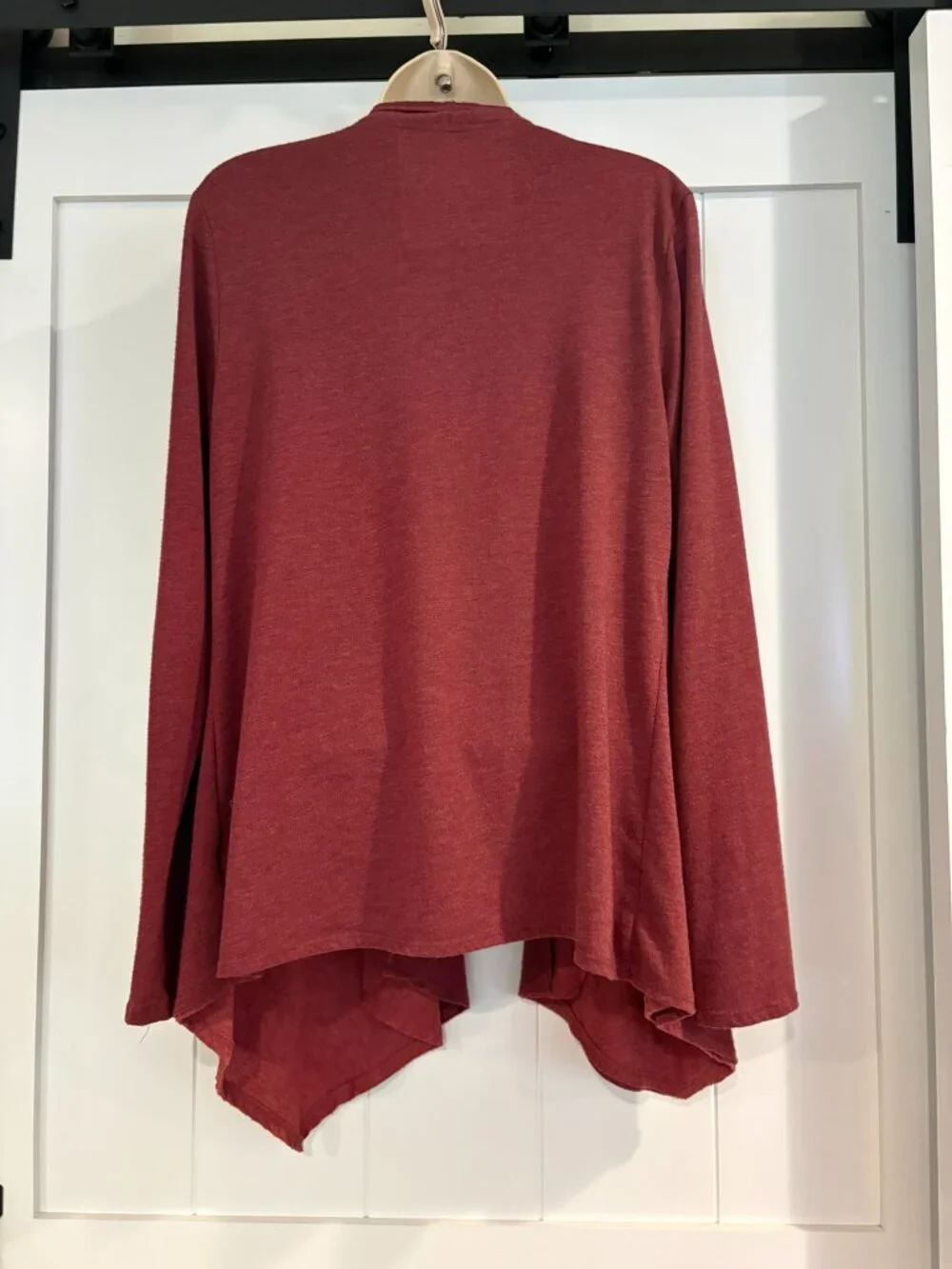 Sonoma open front burgundy cardigan, size M